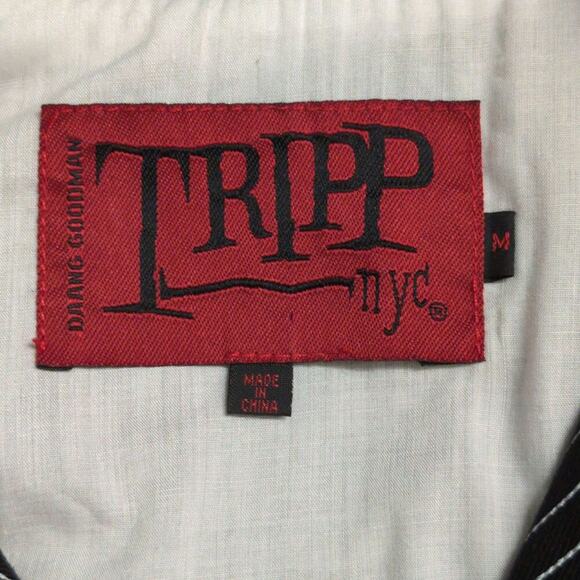 Tripp NYC Black White Striped Asymmetrical Zip Biker Jacket Moto Size M - Picture 6 of 9